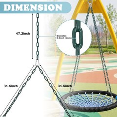 2 Pack Heavy Duty Porch Swing Hanging Chain Kit, Fully Plastic-Coated Steel C…