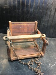 Vintage Bent Wood Slatted Childs Swing Set Seat GYM DANDY Folding Free Shipping
