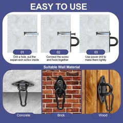 Hammock Hooks 2 Pack, Heavy Duty Hammock Hanging Kit, M8 Pad Eye Hanging Hook…