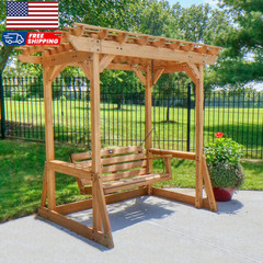 Backyard Discovery Callahan 8′ x 5′ Cedar Wood Outdoor Patio Pergola Swing Bench