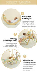 Foldable Pikler Triangle Set 5-In-1, Wooden Montessori Climber for Toddlers with