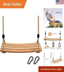 Wood Tree Swing Seat, Indoor Outdoor Rope Wooden Swing Set for Children Adult…