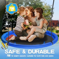 48 inch Saucer Tree Swing for Kids Adult, Larger Flying Swing for Whole Blue