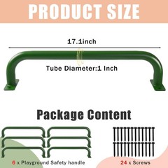6 Pcs Green 17”Metal Playground Safety HandlesFor Indoor & Ourdoor
