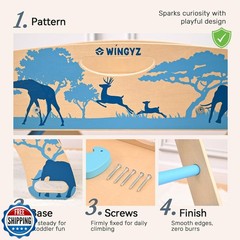 wingyz 8-in-1 Pikler Triangle Set-Wooden Baby Climbing Toys with Cushion,Arch