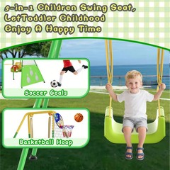 New 3in1 Kids Swing Set Backyard Indoor Toddler Swing With Basketball Hoop