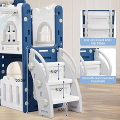 8 in 1 Toddler Climber Slide Playset Outdoor Indoor Slide Playset for Kids, Blue