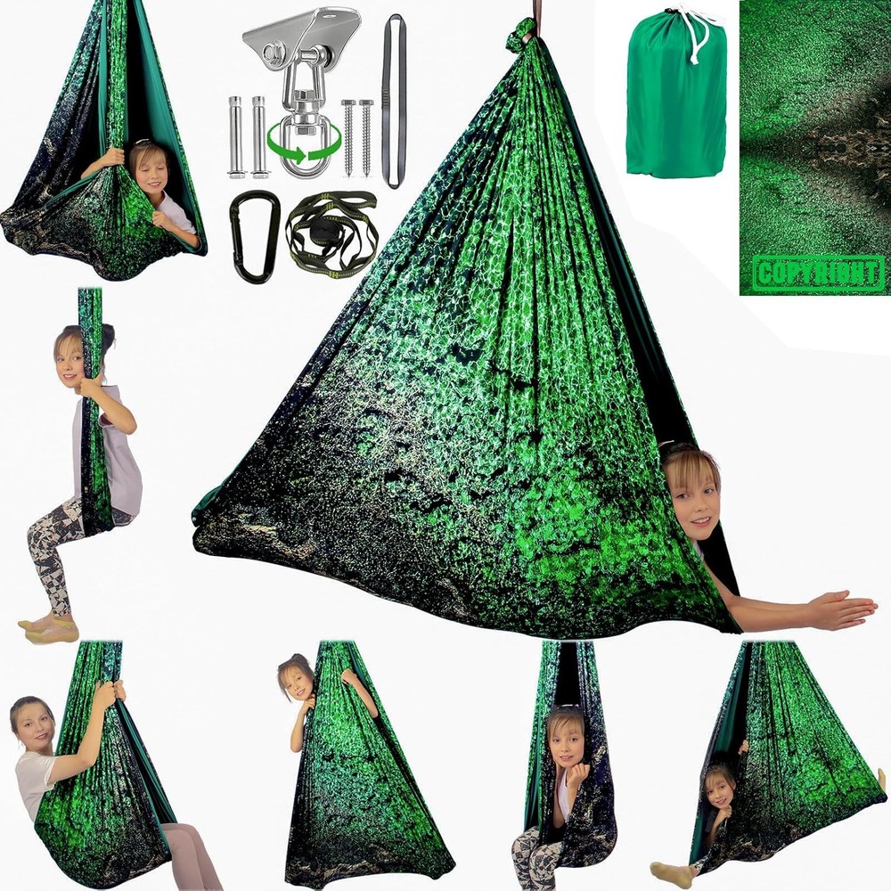 HiCamer Sensory Swing 300lbs Indoor Outdoor Cuddle Swing Crystal Green