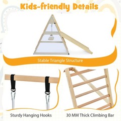 5-in-1 Kids Indoor Playground w/Slide Climbing Rock Adjustable Swing Wooden