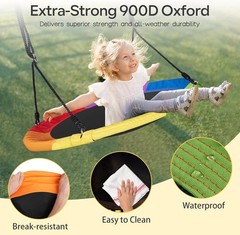 DECORLIFE 40″ Saucer Tree Swing 700lb Heavy Duty 900D Oxford Fabric 360 Spin