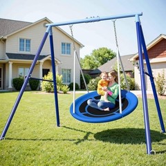 500lbs Heavy Duty Metal Saucer Swing Set Backyard Kids 45″ Round 45 inches