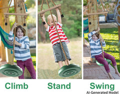 Disc Swing for Kids, Swing Set Accessories,7FT Height Adjustable Gym Monkey Bars