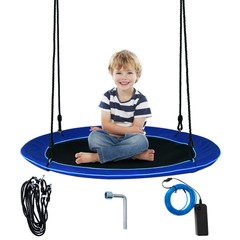 40″ Saucer Tree Swing 660 LBS for Kids Adults Outdoor w/LED Lights Blue