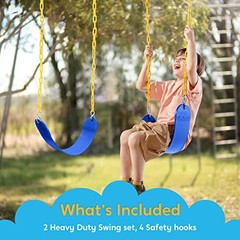 2 Pack Swing for Outdoor Swing Set, Swing Seat Replacement Kit with 66″ Blue