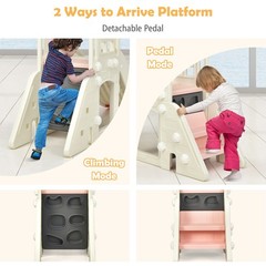 6-In-1 Large Slide for Kids Toddler Climber Slide Playset w/ Basketball Hoop