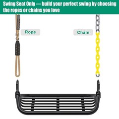 Heavy-Duty 17″ Metal Frame Swing Seat with 2 Carabiners, Swing for Backyard P…