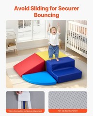 4-Piece Toddler Climbing Blocks, PU Leather Cover, 25D High-Density Foam