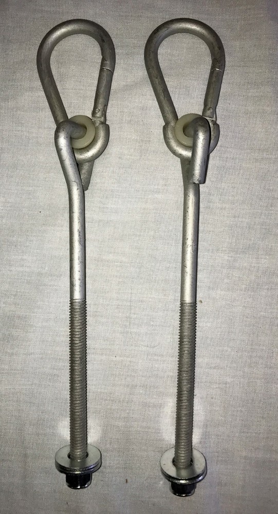 Swingset snap hook hanger,bolt thread,swing hardware,8″-6″ shaft,galvanized pair
