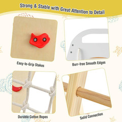 8-In-1 Jungle Gym Playset, Wooden Climber Play Set with Monke Natural