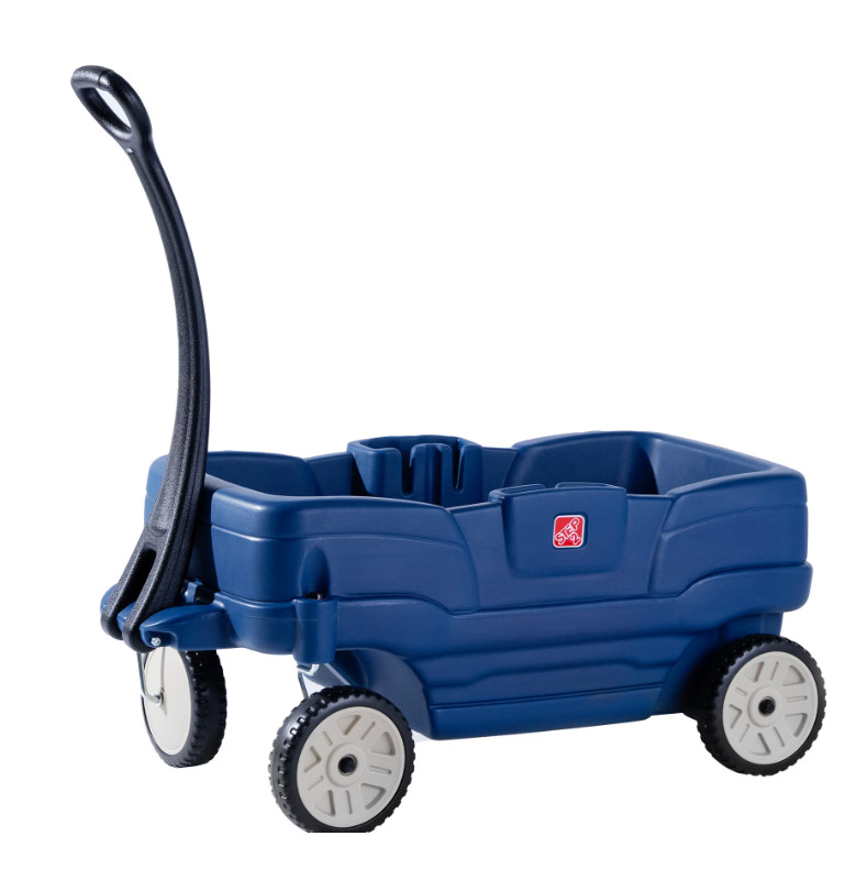 Step2 Neighborhood Wagon Toddler Ride On Toy 2 Seats Folding Handle Blue Plastic