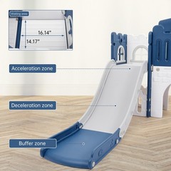 8 in 1 Toddler Slide Kids Climber Playset Indoor Outdoor Slide Playset Blue
