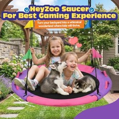 43 Inch Tree Swing, 900lbs Weight Capacity Saucer Swing Sets Pink and Purple