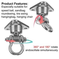 Silent Bearing Swivel Swing Hanger Stainless Steel Heavy Duty 180°+360° Swive…