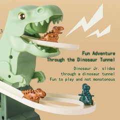 Dinosaur Race Track Slide Toy Electric Climbing Music Light Chasing Game Set