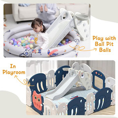 Toddler Slide and Climber Playset with Basketball Hoop – Grey