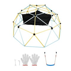 10FT Climbing Dome Geometric Dome Climber with Hammock Swing Jungle Gym