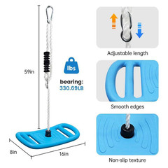 3-In-1 Multi-Functional Swing Set with Disc Seat, Climbing Rope, Pull-Up Bar and
