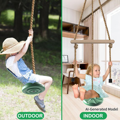 Disc Swing for Kids, Swing Set Accessories,7FT Height Adjustable Gym Monkey Bars