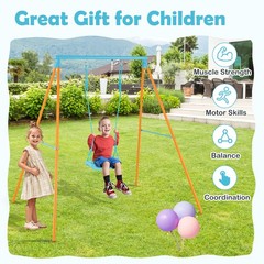 Toddler Swing Heavy Duty Metal Swing Set with A Frame Adjustable Ropes
