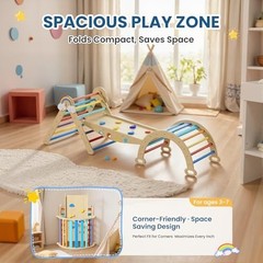 10-in-1 Toddler Climbing Triangle Set, Montessori Indoor Play Structure with Arc