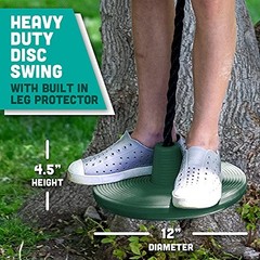Heavy Duty Plastic Tree Swing – Disc Rope Swing with Leg Protectors – Green