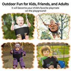 Kids High Back Full Bucket Swing Chair Toddler Infant Swing Outdoor Play Toys