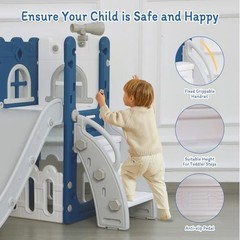 LulliSpace 6 in 1 Toddler Slide,Kids Climber Slider for Indoor Outdoor Blue