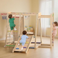 9-in-1 Wooden Montessori Indoor Jungle Gym Climbing Playset for Kids