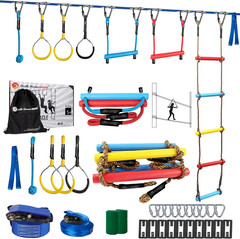 Ninja Warrior Obstacle Course for Kids – 2*56FT Slackline Kit with 8 Obstacles |