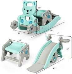 Versatile 5 in 1 Kids Slide with Basketball Hoop & Detachable Stool
