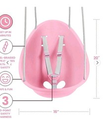 Swurfer Pink Toddler Swing Seat w/ Ropes, 3-Point Safety Harness, Age 1-4