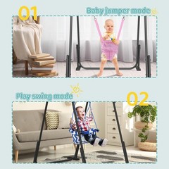 2 in 1 Baby Jumper and Swing, Toddler Swing Set with Foldable Stand, Ages 6 M…