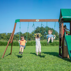 Residential Wood Playset with 2 Swings and Slide Included