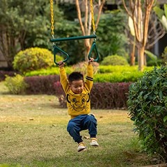 Outdoor Playground Gym Heavy Duty Kids Fun Hanging Trapeze Bar, Green Steel