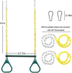 18” Trapeze Swing Bar Rings 48” Heavy Duty Plastic Coated Chains Swing Set …