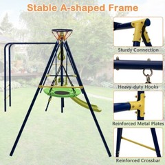 7-in-1 Outdoor Garden A-shaped Kids Swing Set Heavy Duty Saucer Swing Gift Kids