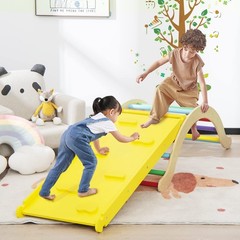 HONEY JOY Wooden Ladder Arch for Climbing, 3 in 1 Kids Climber Ladder & Rocker B