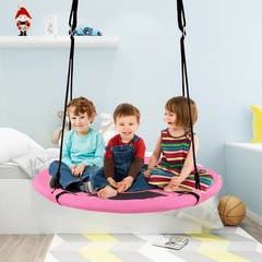 Goplus 40″ Kids Hanging Chair Swing Tent Set Hammock Nest Pod Seat Pink