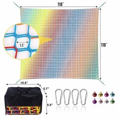 Heavy Duty Climbing Net for Kids – 9.9FT Double Layer Playground Safety Mesh, Tr