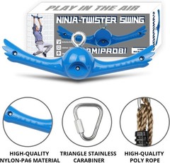 Ninja-Twister Swing Spins Set: Slackline Attachments – 360° Handle Twist-Spin Fl